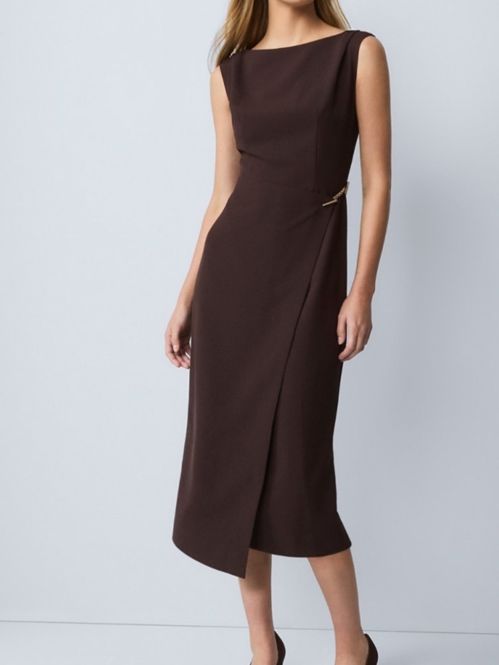 NWT Ann Taylor Brown Midi Sheath Dress 00P